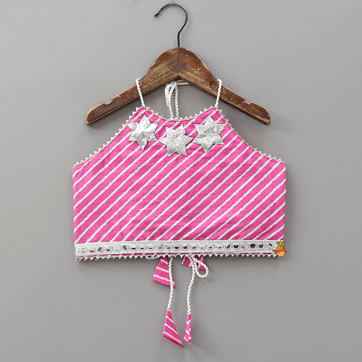 Halter Neck Leheriya Printed Top And Lehenga