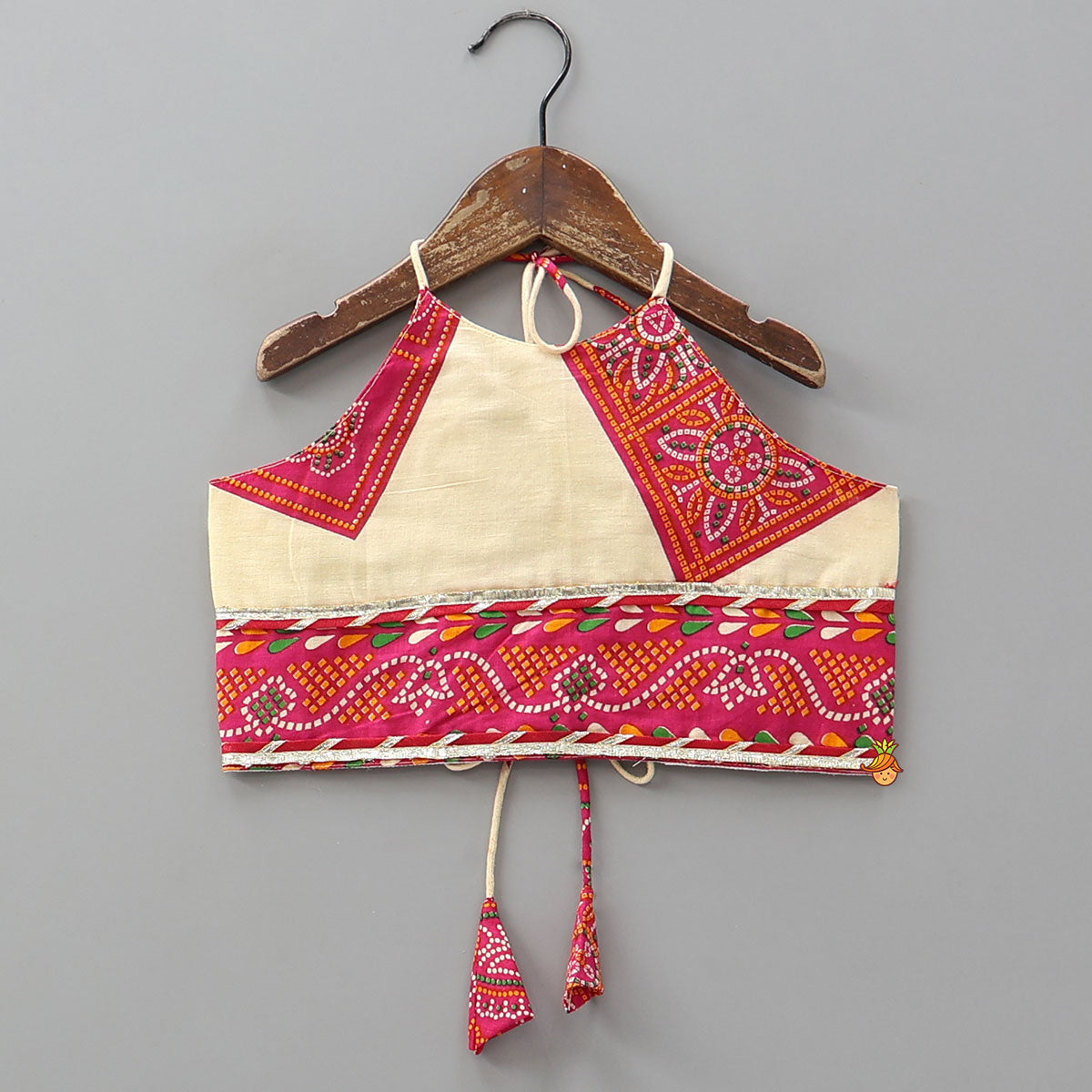 Tie-Up Back Bandhani-Printed Top And Lehenga