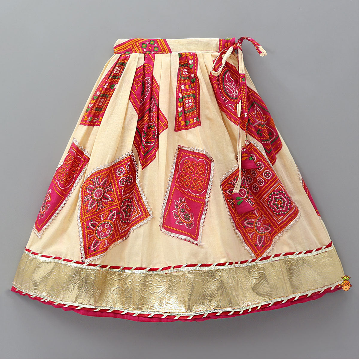 Tie-Up Back Bandhani-Printed Top And Lehenga