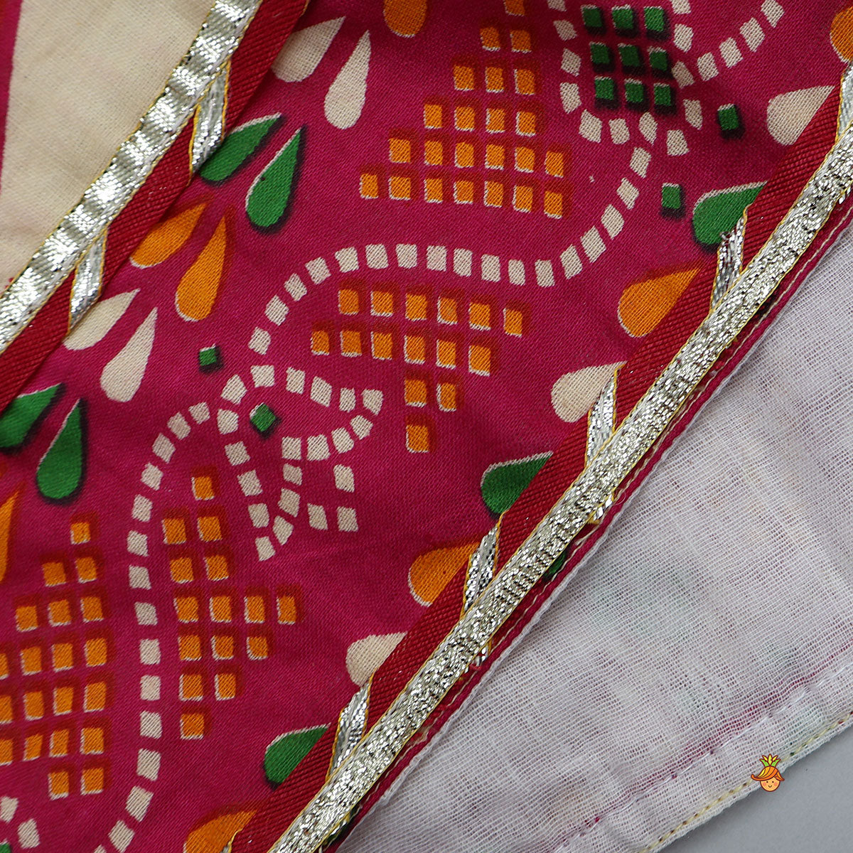 Tie-Up Back Bandhani-Printed Top And Lehenga