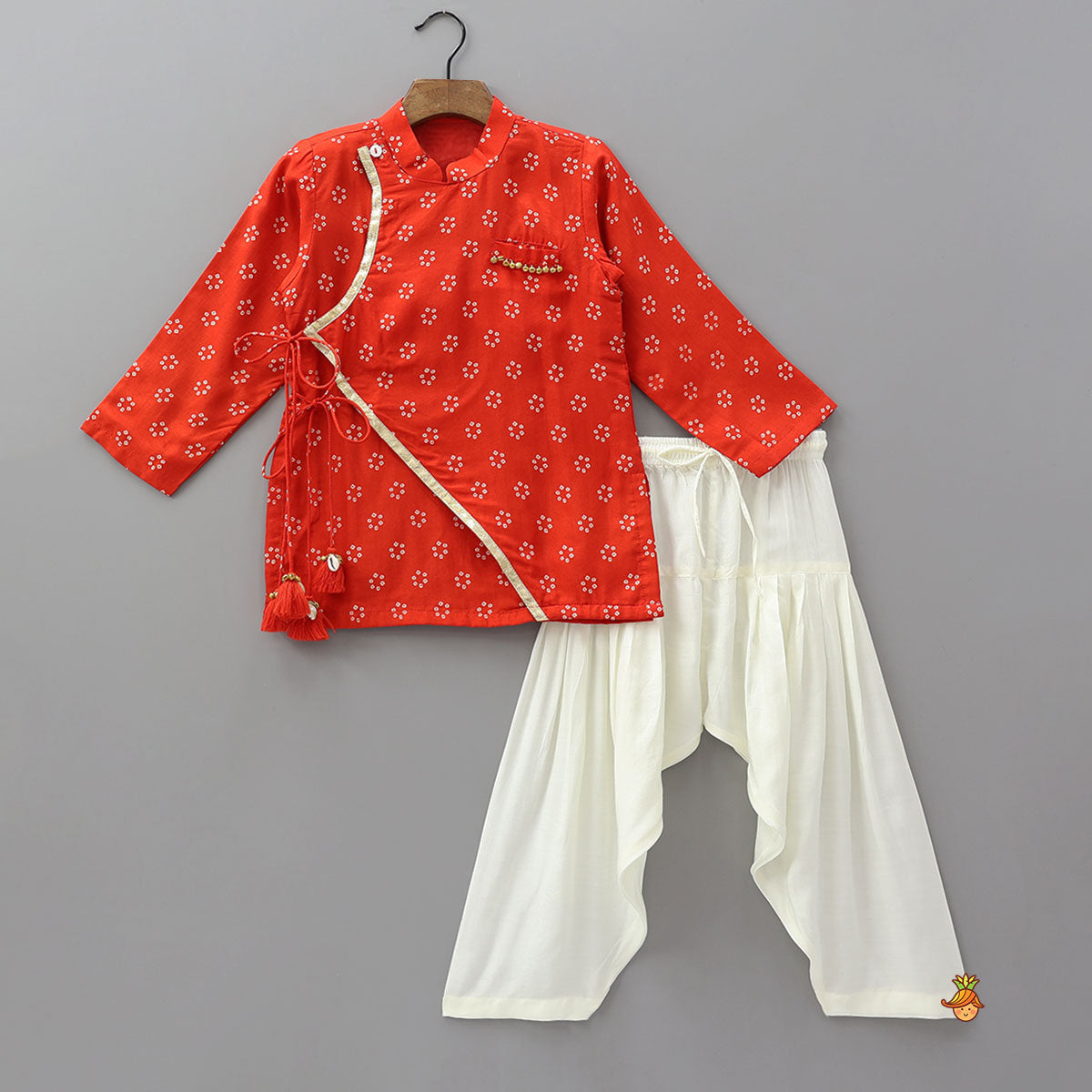 Festive Angrakha Style Kurta With Churidar