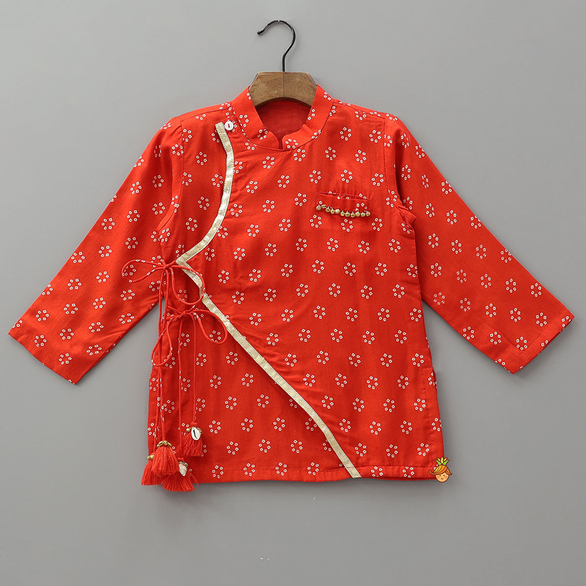 Festive Angrakha Style Kurta With Churidar