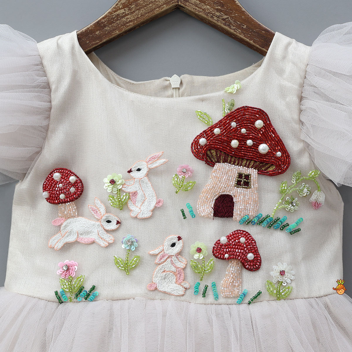 Whimsical Embroidery Tulle Party Dress With Matching Hat