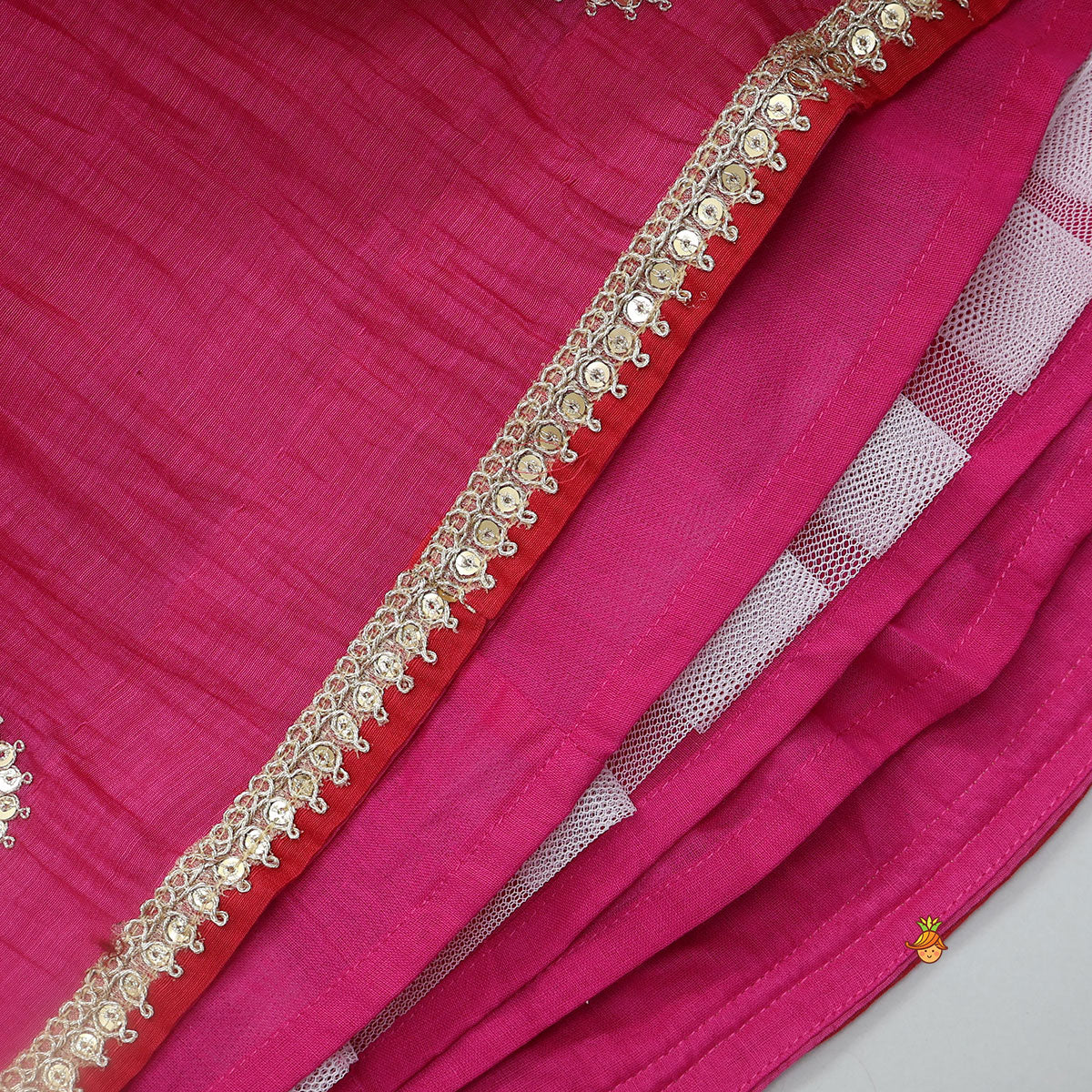 Ruffle Detailed Top With Embellished Flared Lehenga And Dupatta