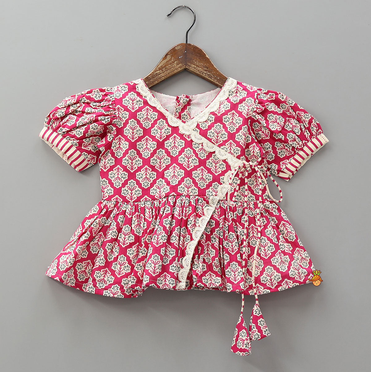 Angrakha Inspired Peplum Top With Tiered Lehenga