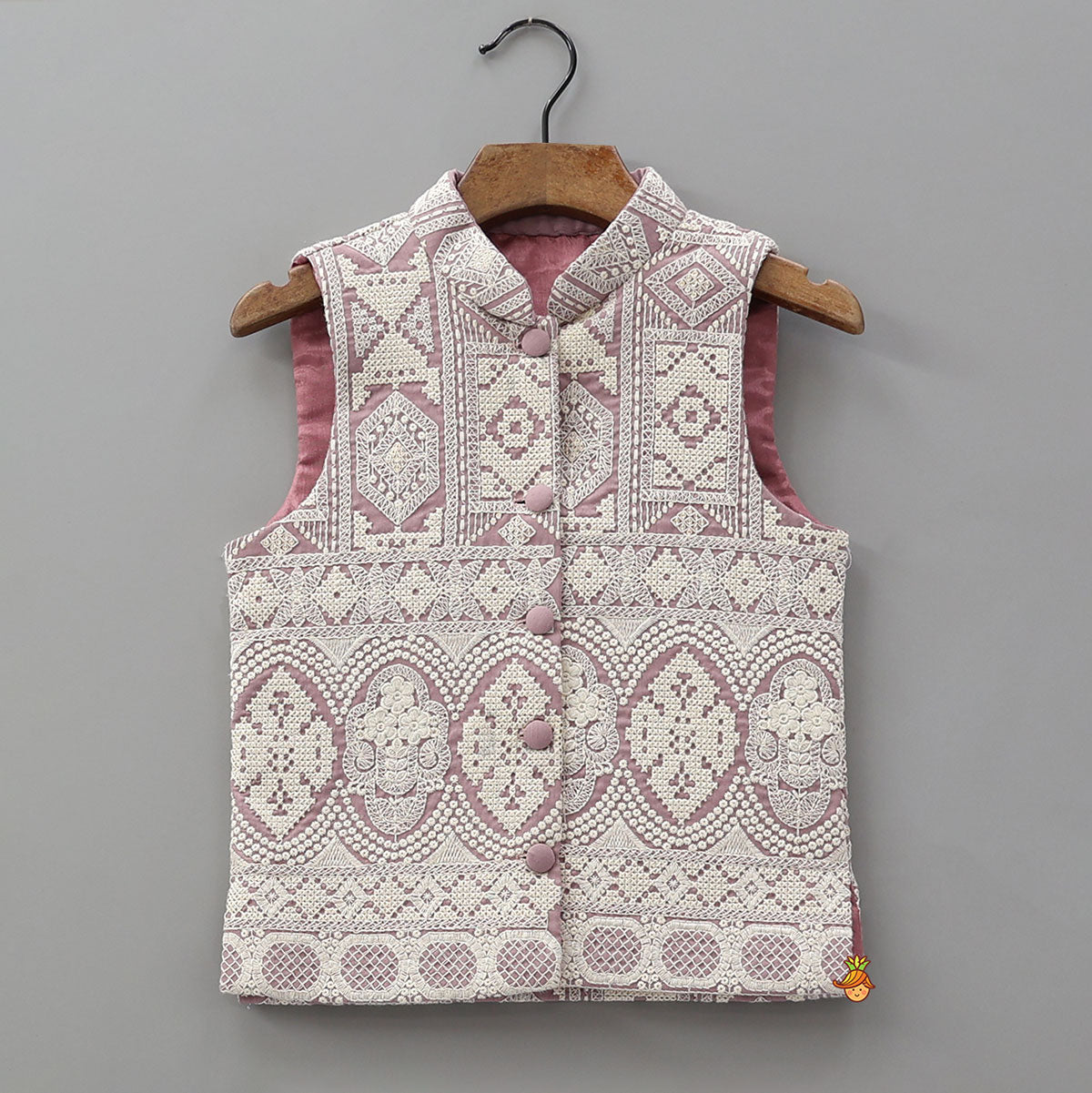 Kurta With Thread Embroidered Jacket And Pyjama