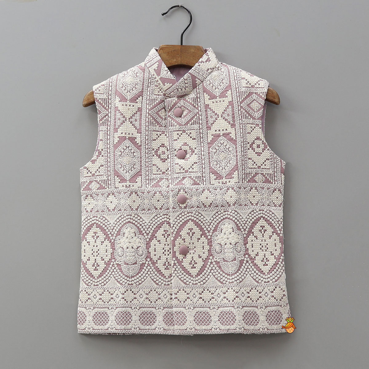 Kurta With Thread Embroidered Jacket And Pyjama