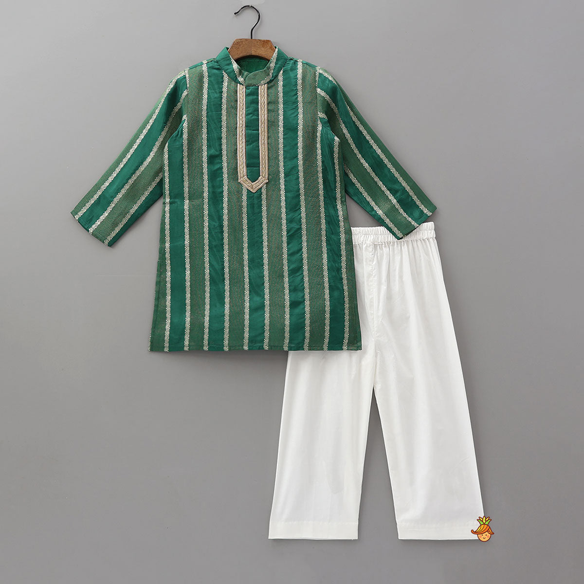 Festive Shimmer Panel Kurta With Pyjama