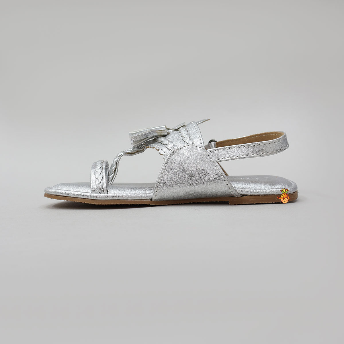 Shiny Kolhapuri Flats With Braid Detailing
