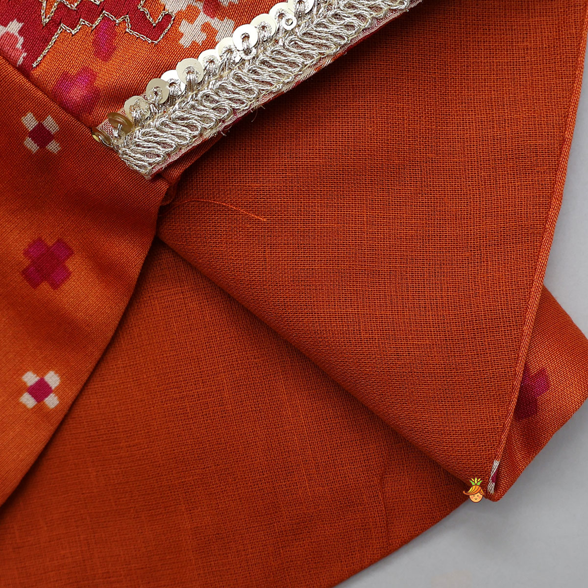 Festive Patola Inspired Angrakha Style Top With Flared Palazzo
