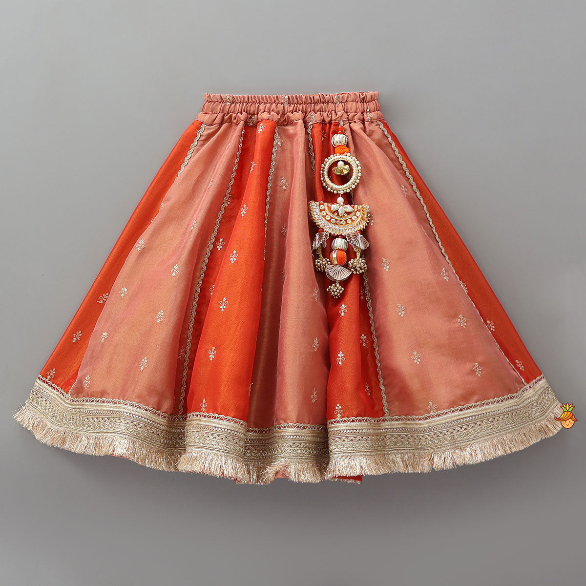 Elegant Embellished Top With Flared Lehenga And Dupatta
