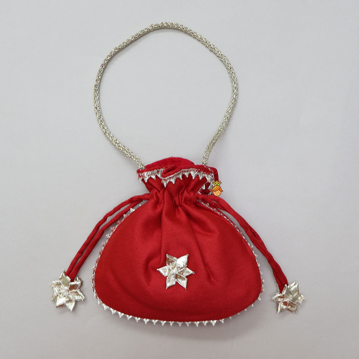 Lace Highlighted Kurti And Farshi Salwar With Potli Bag
