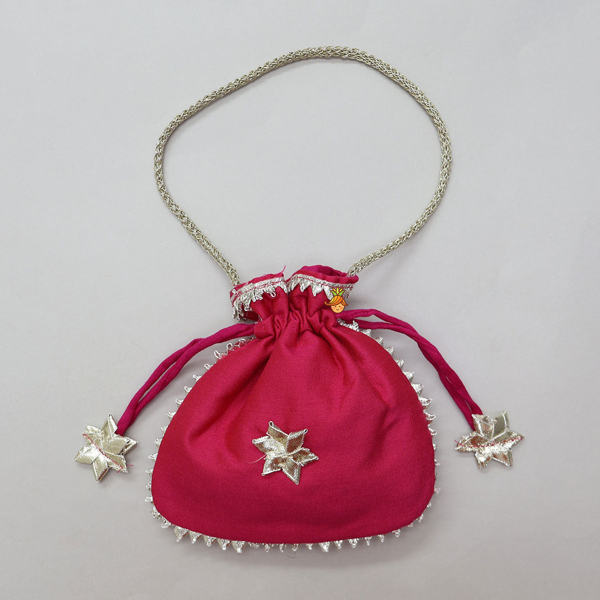 Lace Embellished Ethnic Kurti And Farshi Salwar With Potli Bag