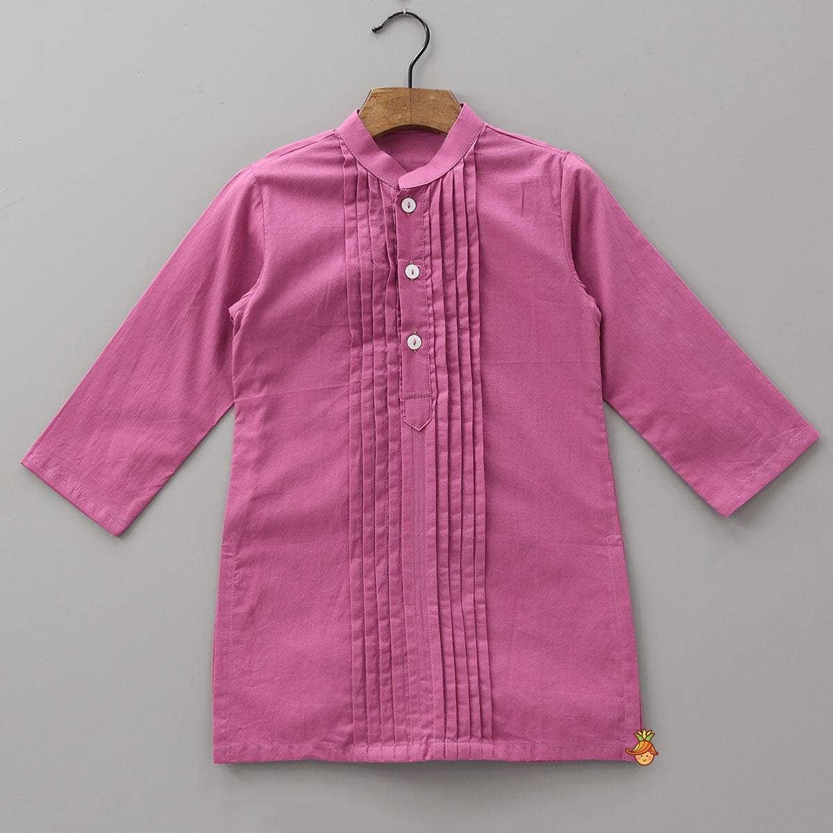 Pin Tuck Cotton Kurta With Pocket Detail Jacket And Pyjama
