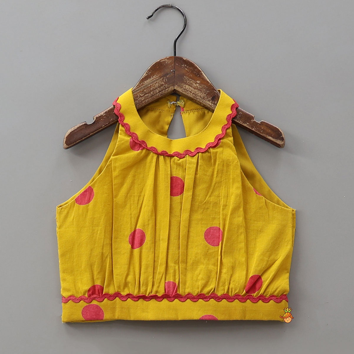 Polka Dot Printed Cotton Crop Top And Layered Lehenga