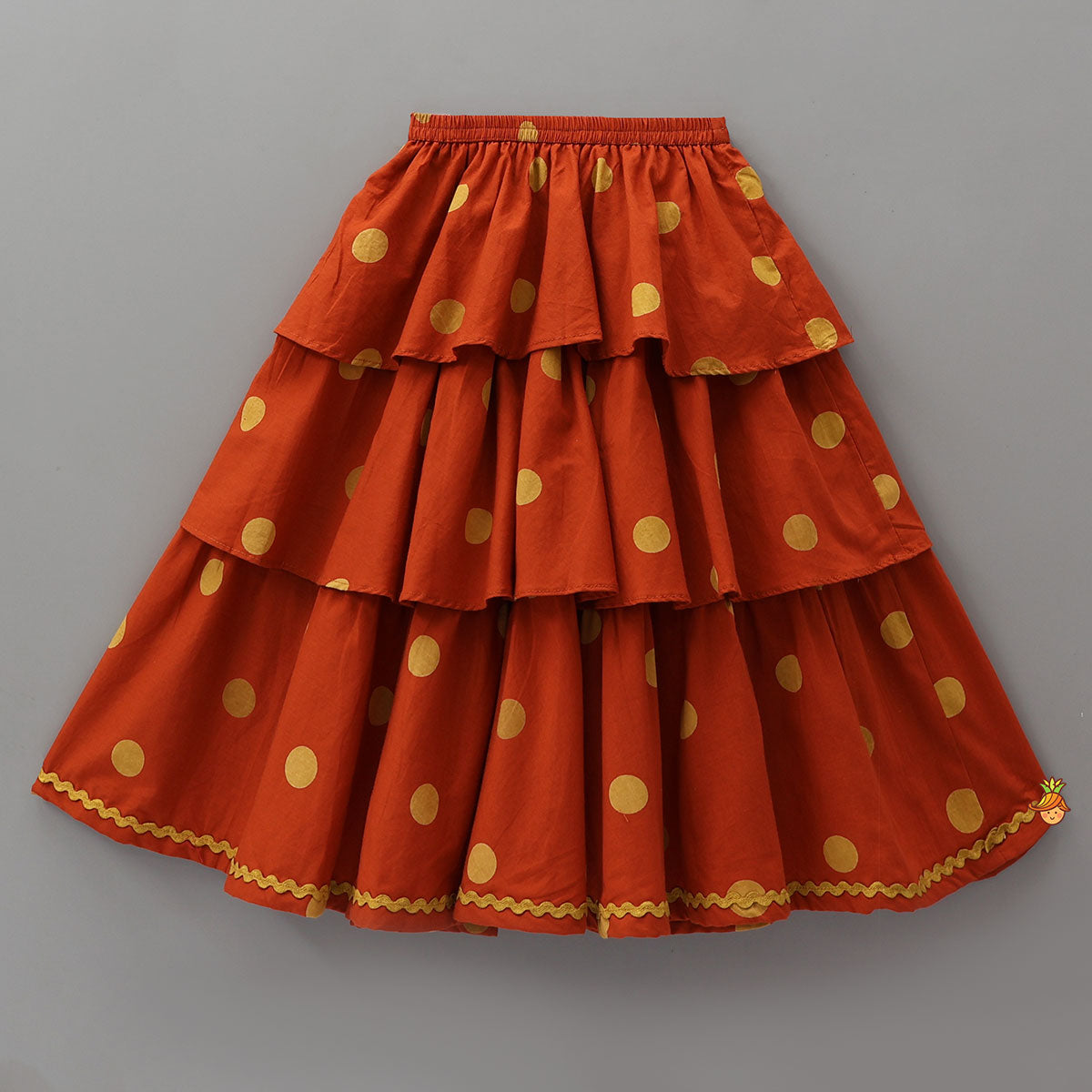 Stylish Sleeves Printed Crop Top And Layered Lehenga