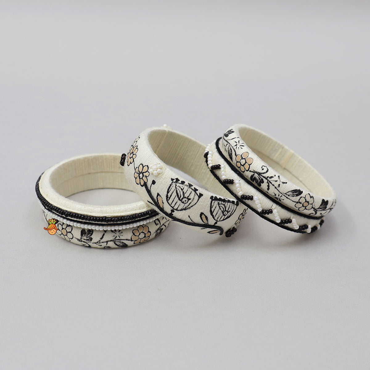 Hand Painted And Handcrafted Floral Thread Bangles