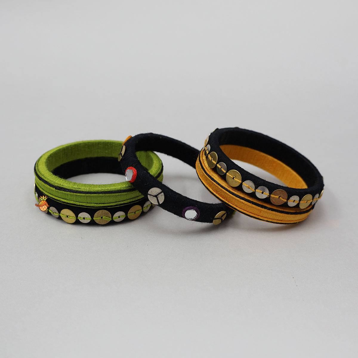Festive Mirror And Sequin Embellished Bangles