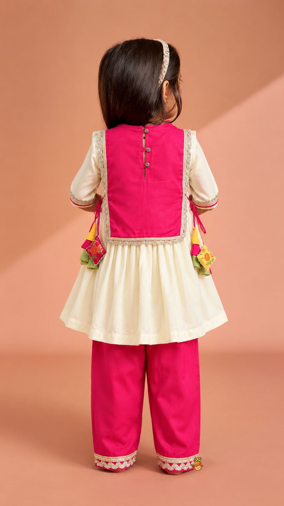 Laxmi, Saraswati, Ganesha Printed Side Knotted Kurti With Pants