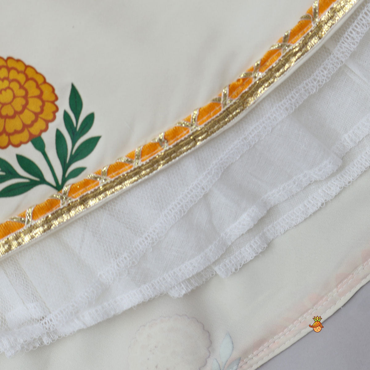 Shree Ji Embroidered Top And Cow Printed Lehenga With Dupatta
