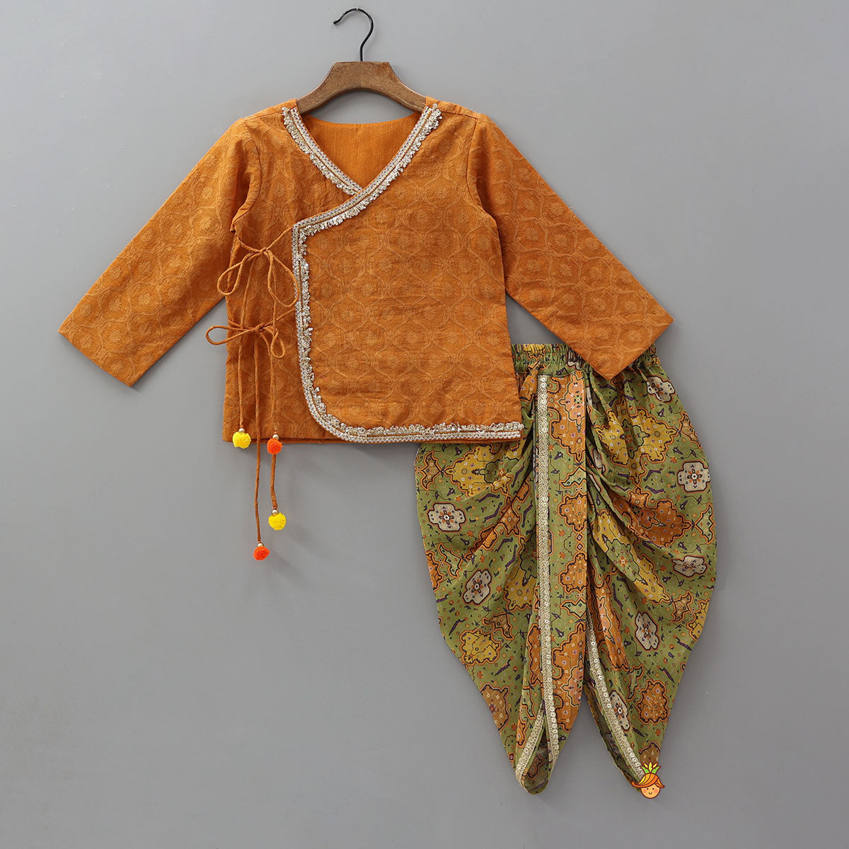 Festive Angrakha Kurta With Printed Dhoti