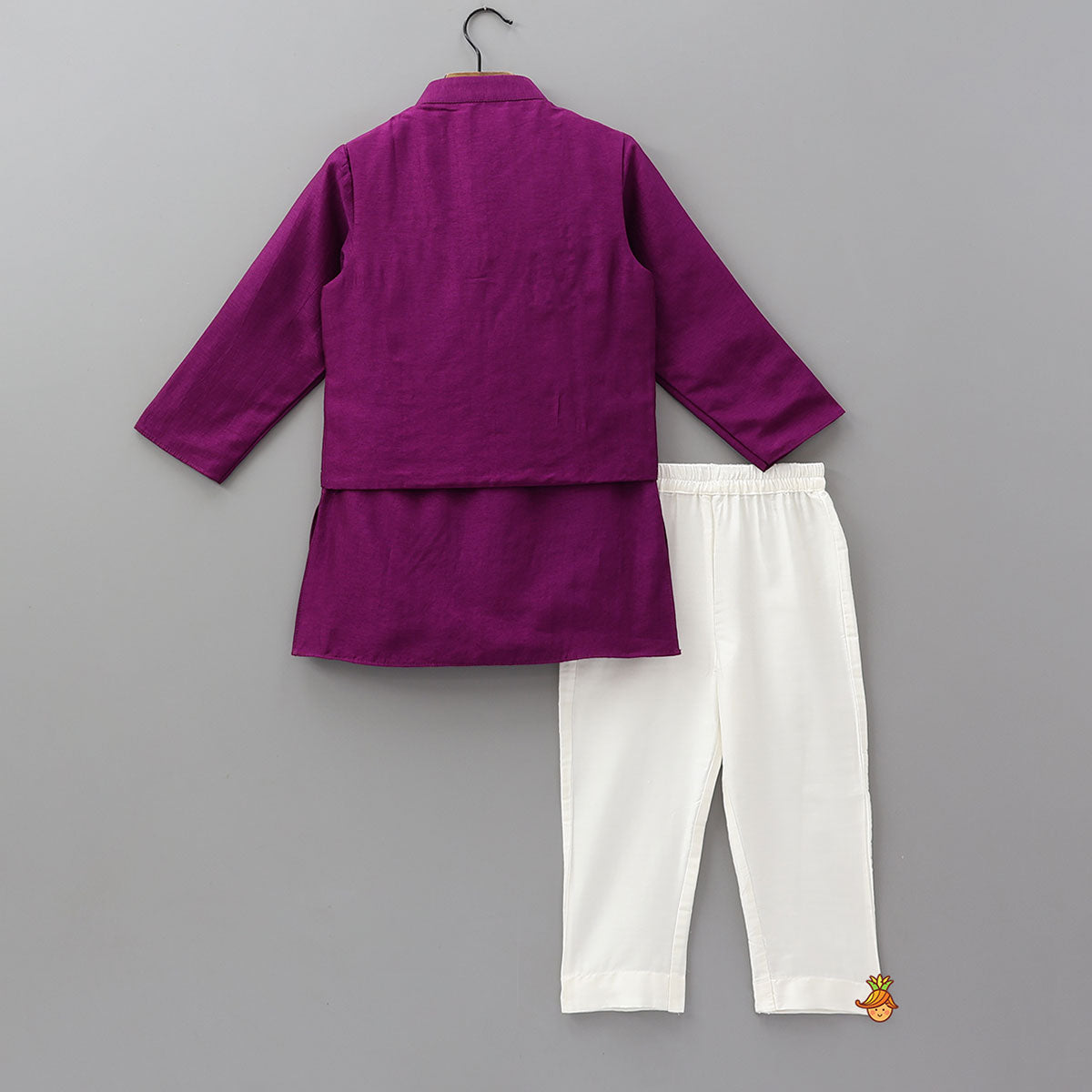 Front Placket Kurta With Gota Leaf Work Jacket And Pyjama