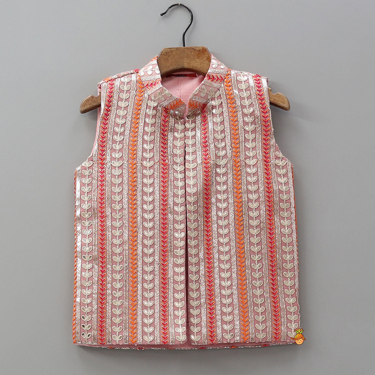 Front Placket Kurta With Heavy Embroidered Jacket And Pyjama