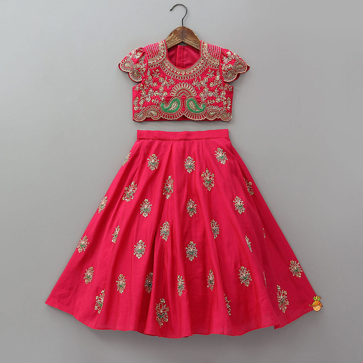 Glamorous Heavy Embroidered Crop Top And Lehenga With Dupatta