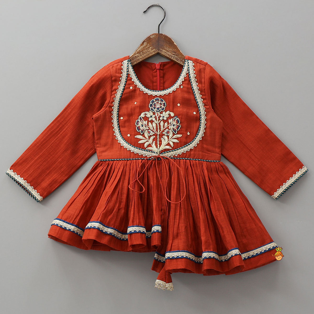 Yoke Embroidered Kurti And Sharara With Dupatta