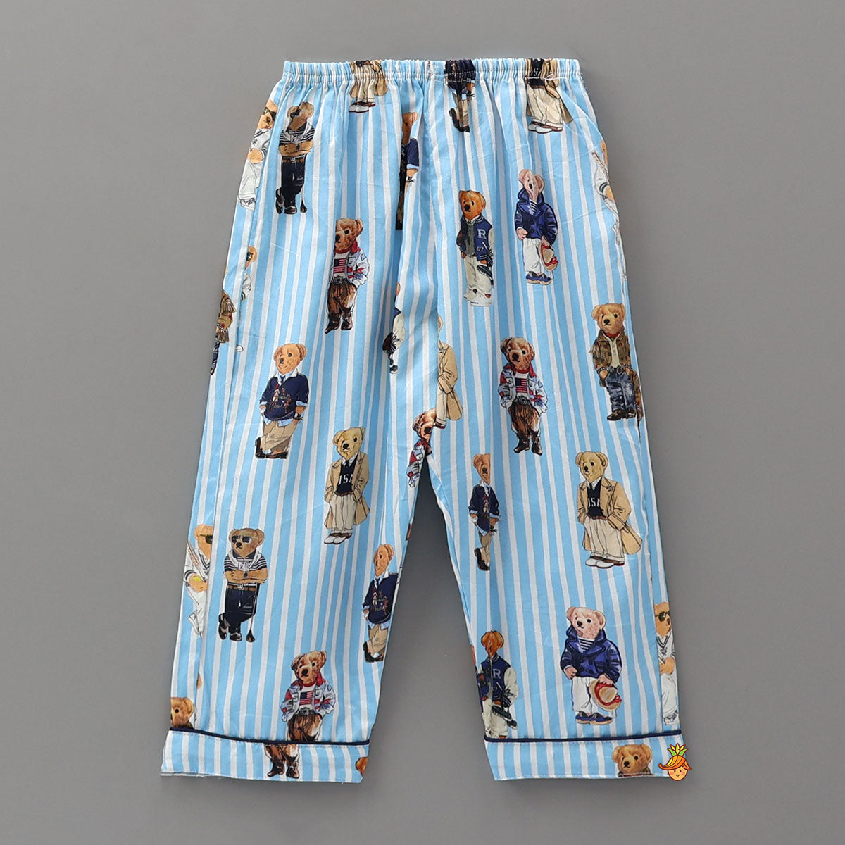 Cute Bear Print Striped Sleepwear Set