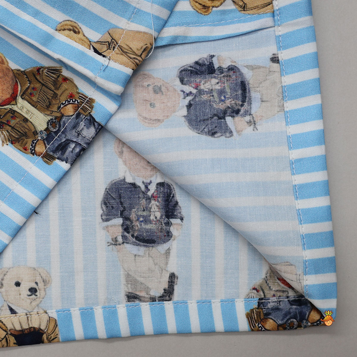 Cute Bear Print Striped Sleepwear Set