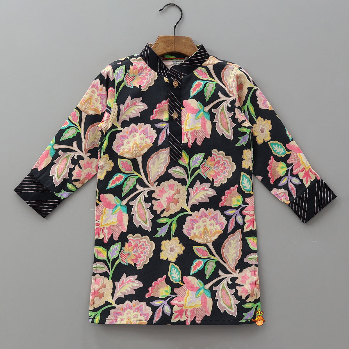 Vibrant Floral Printed Kurta And Dhoti