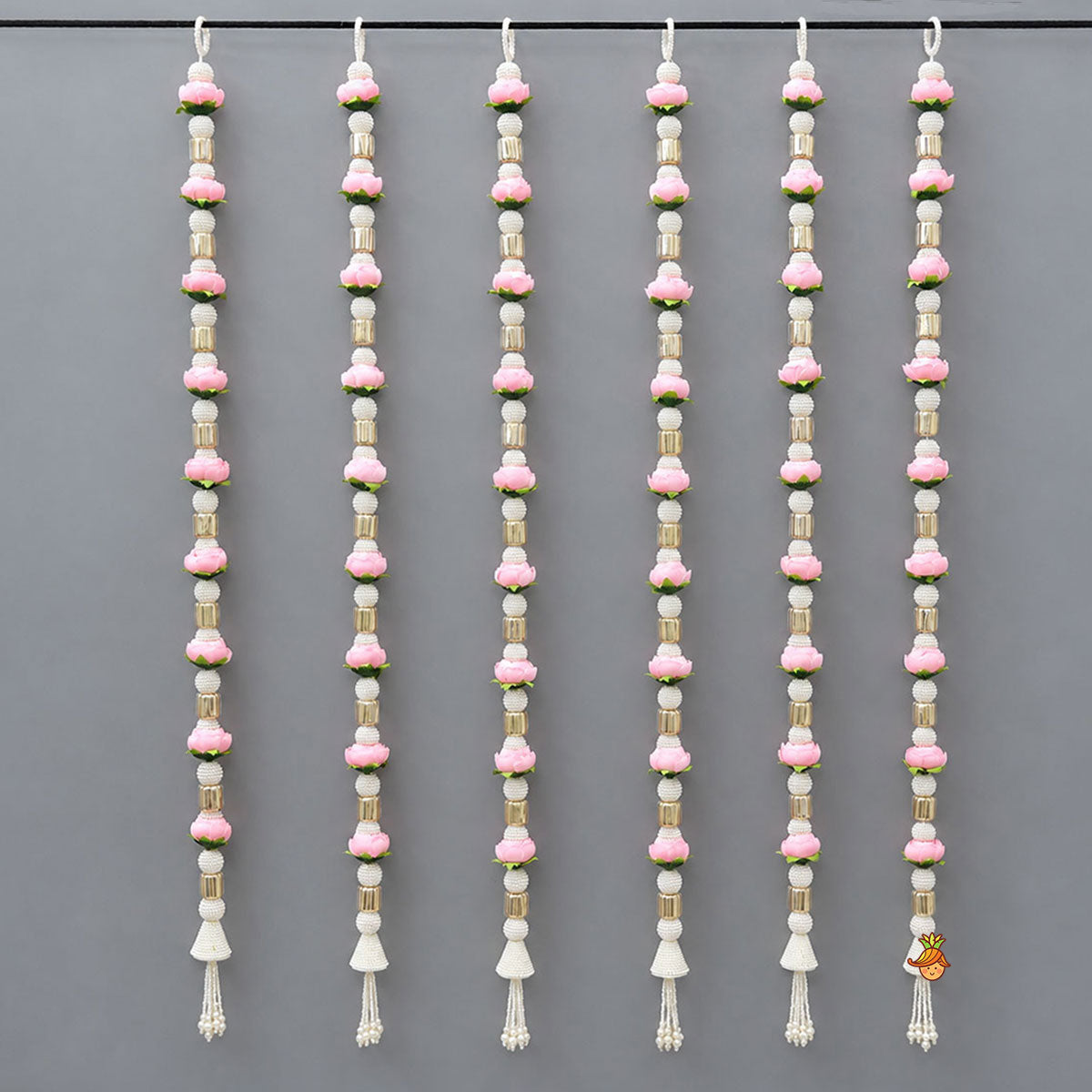 Floral And Gota Lace Embellished Festive Latkans- Set Of 12