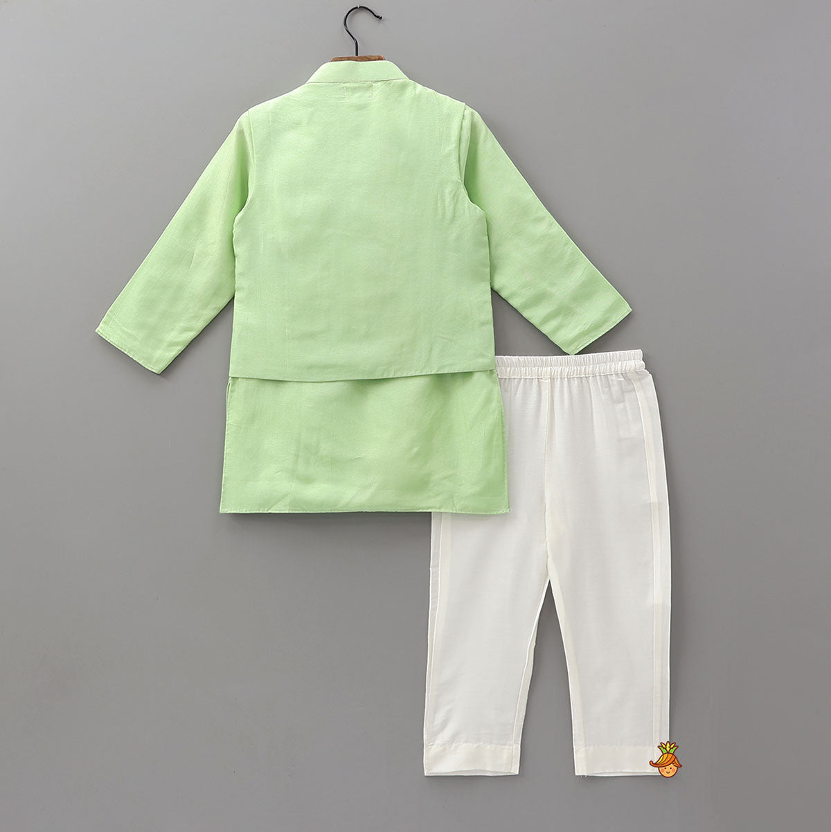 Elegant Ethnic Kurta With Gota Work Jacket And Pyjama
