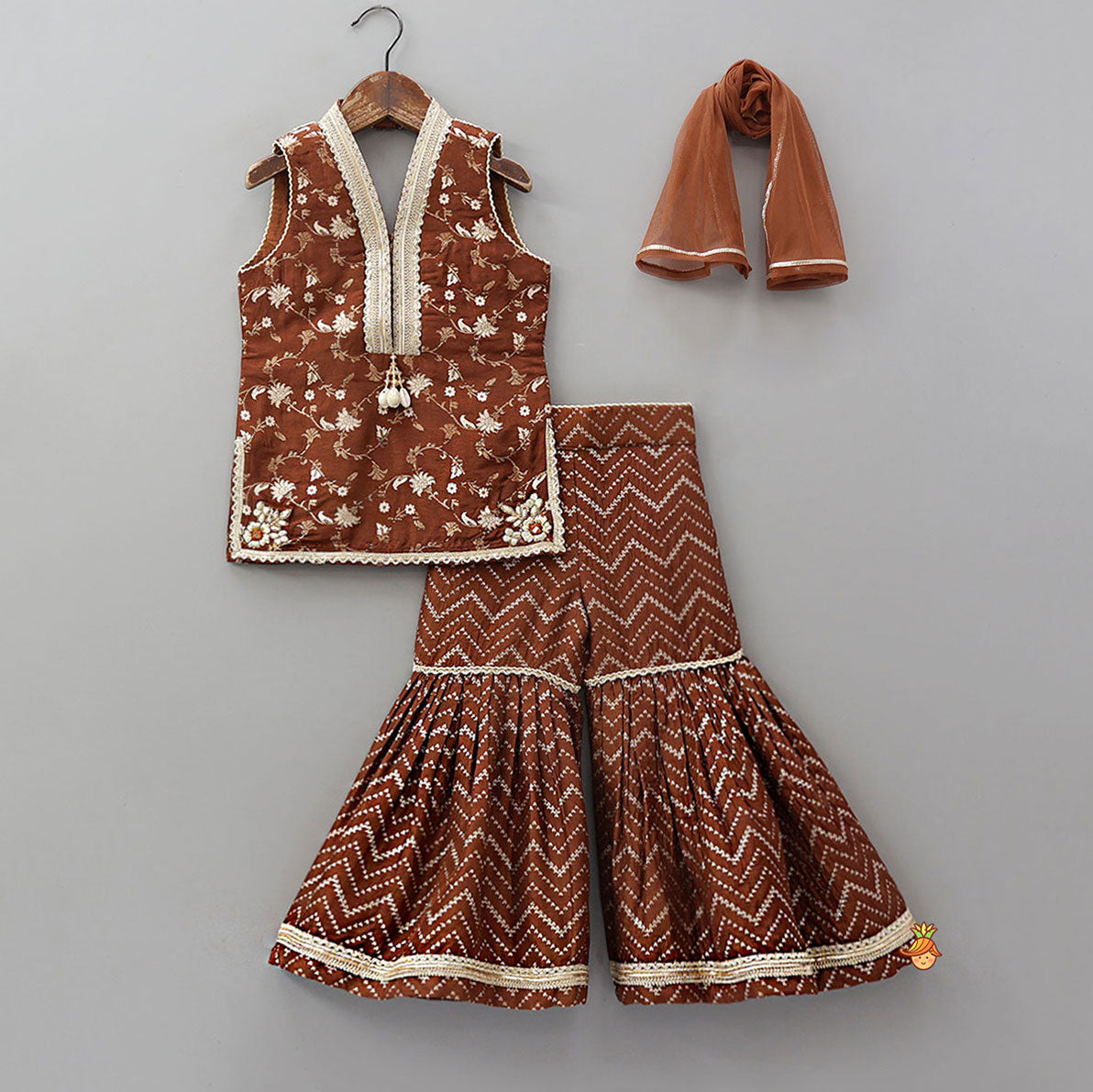 Gorgeous Halter Neck Kurti With Sharara And Dupatta