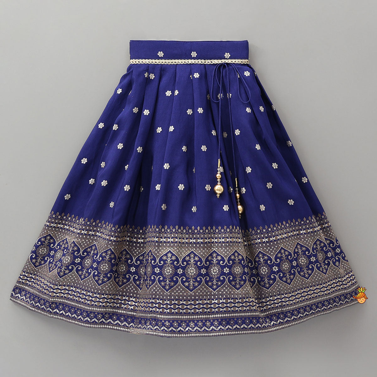 Floral Motif Embellished Crop Top And Lehenga With Dupatta