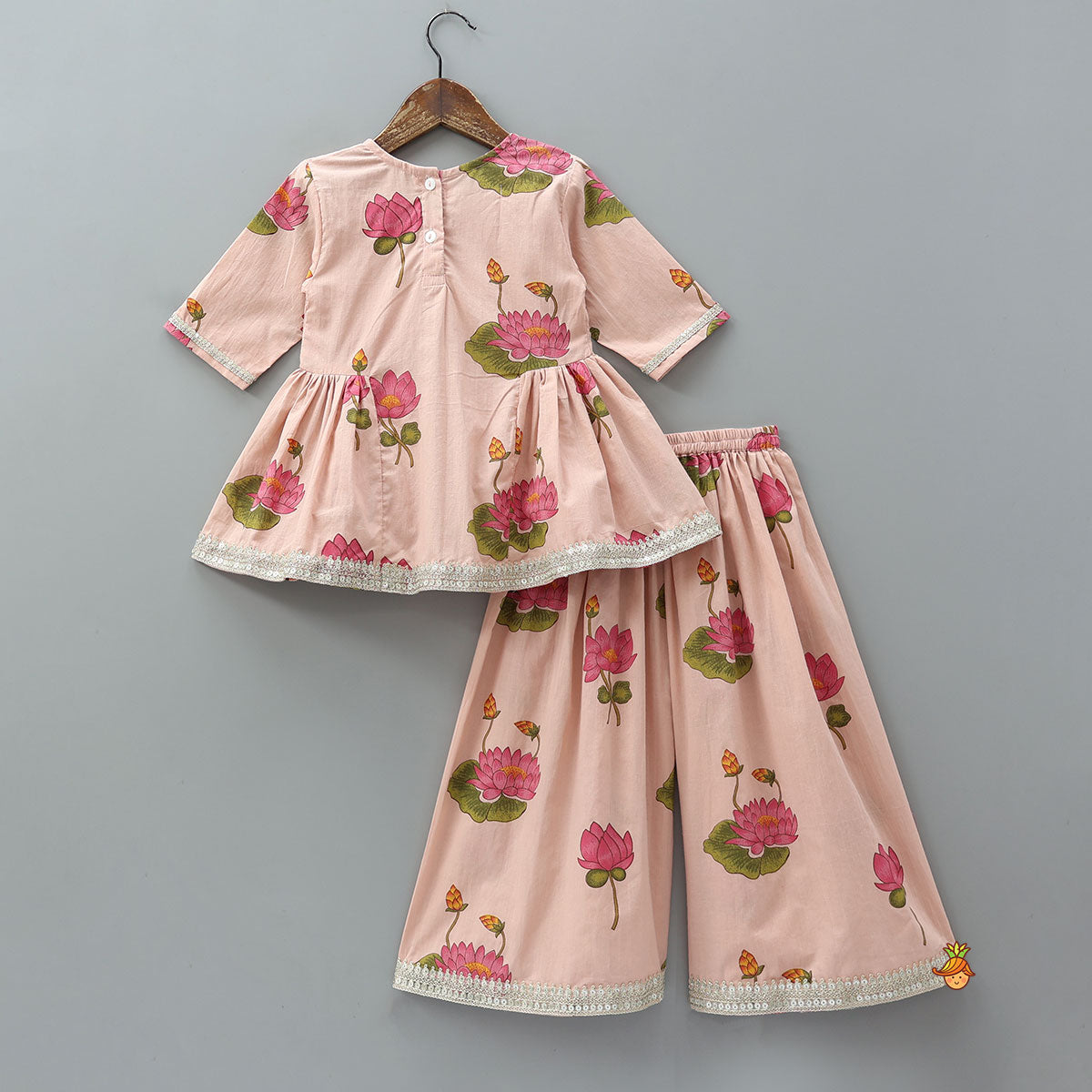 Floral Printed Side Pleated Kurti With Palazzo