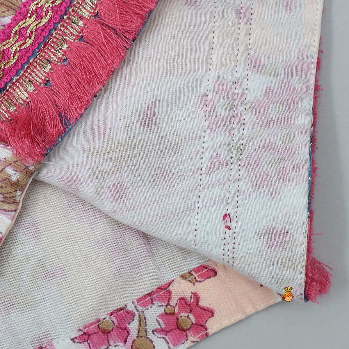 Hand Block Printed Cotton Crop Top And Lehenga With Dupatta
