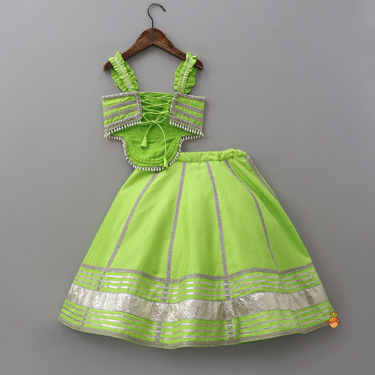 Stylish Embellished Crop Top With Lehenga