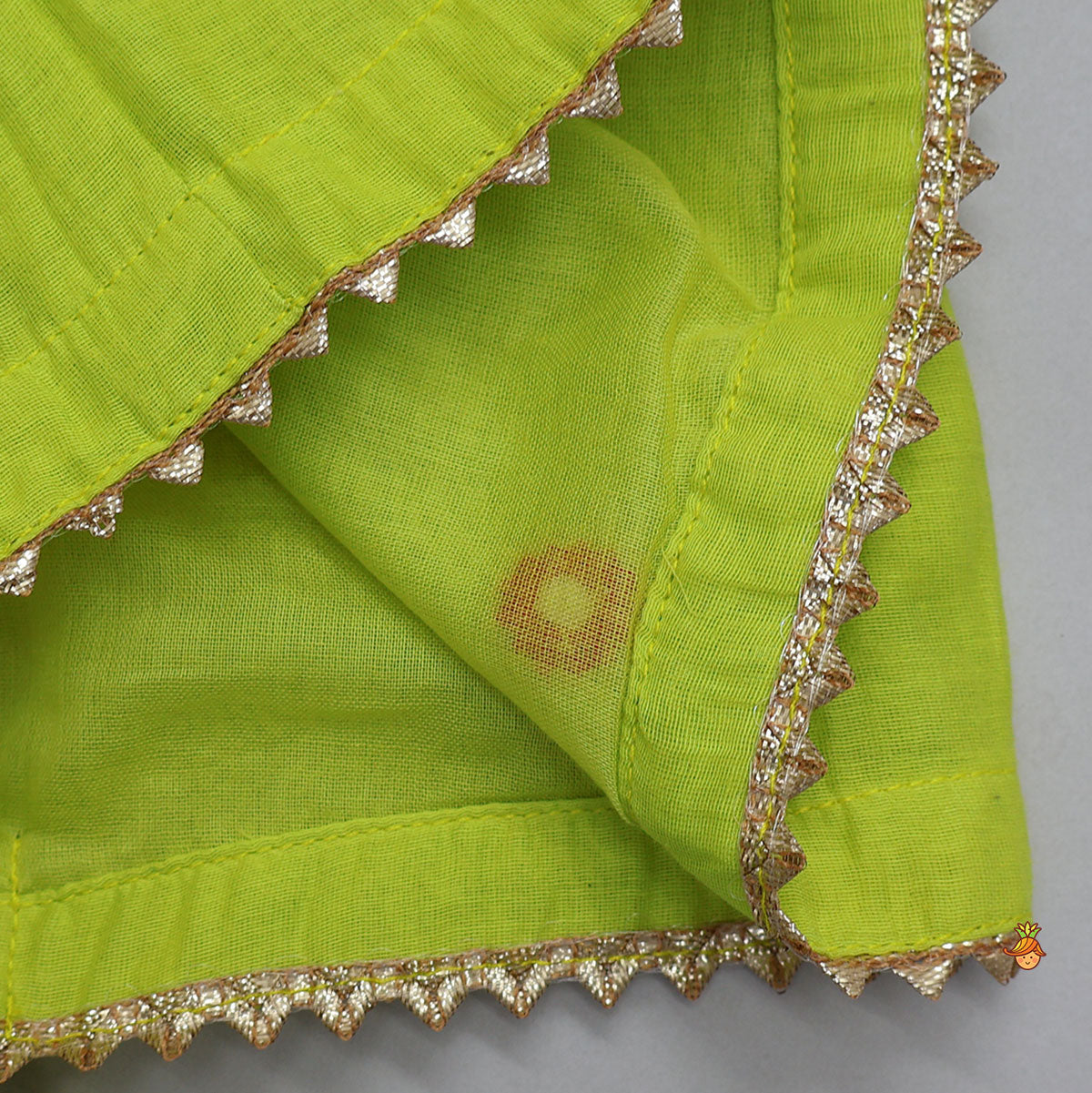 Floral Gota Work Round Neck Crop Top And Lehenga With Contrasting Dupatta