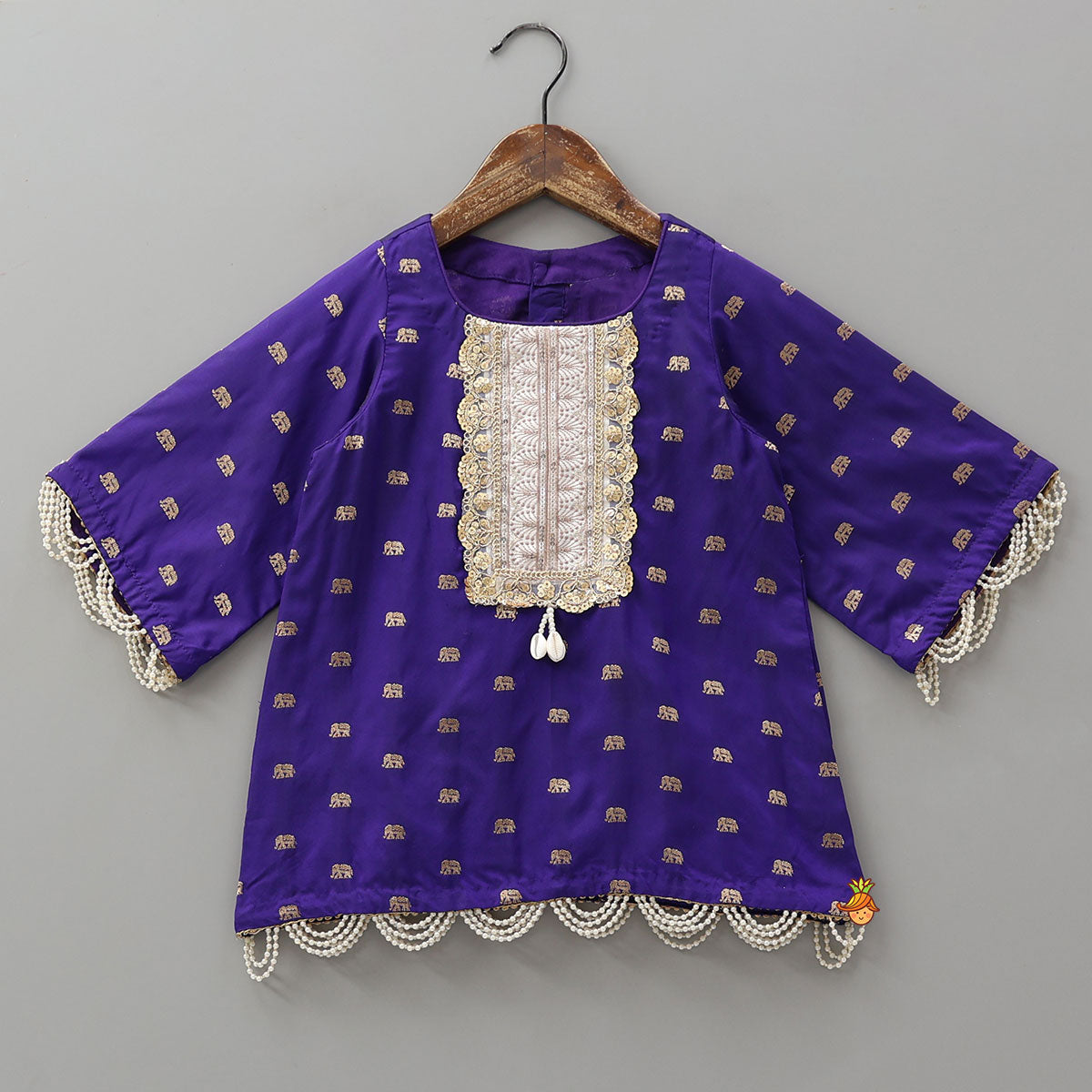 Lace Detailed Yoke Kurti And Sharara With Dupatta