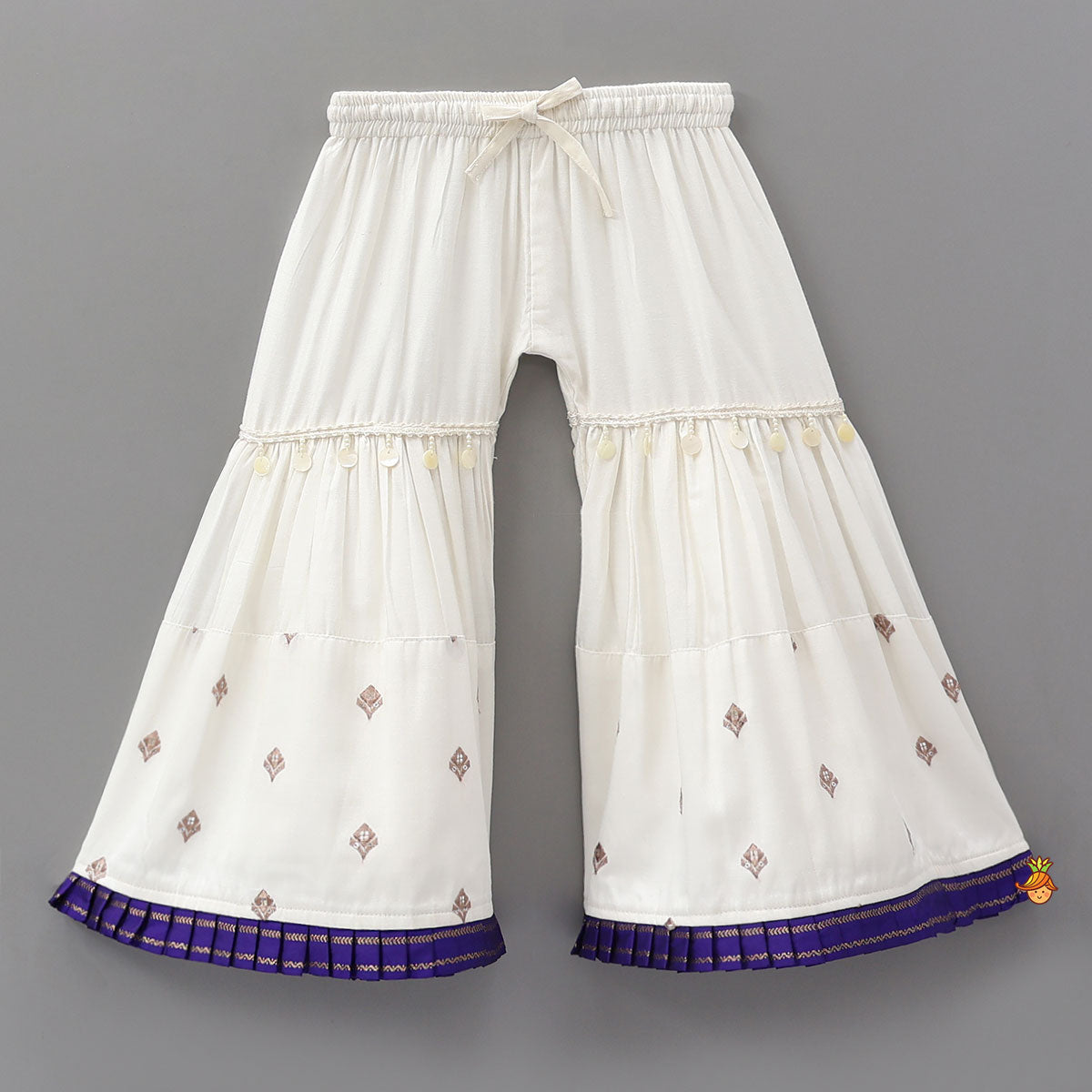 Lace Detailed Yoke Kurti And Sharara With Dupatta