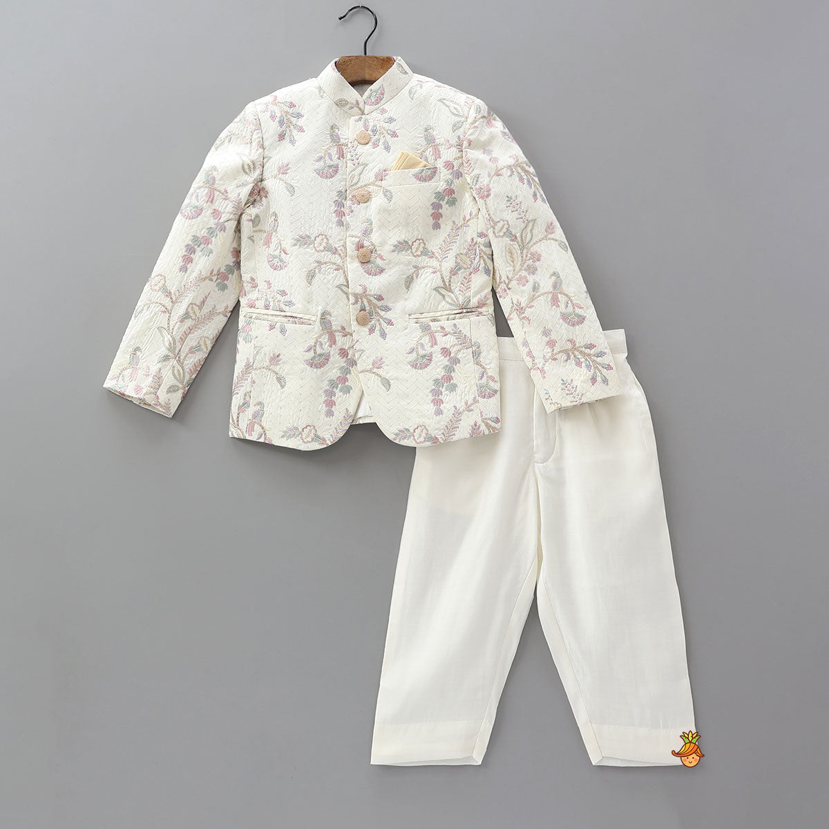 Intricately Embroidered Sherwani With Pocket Square And Pant
