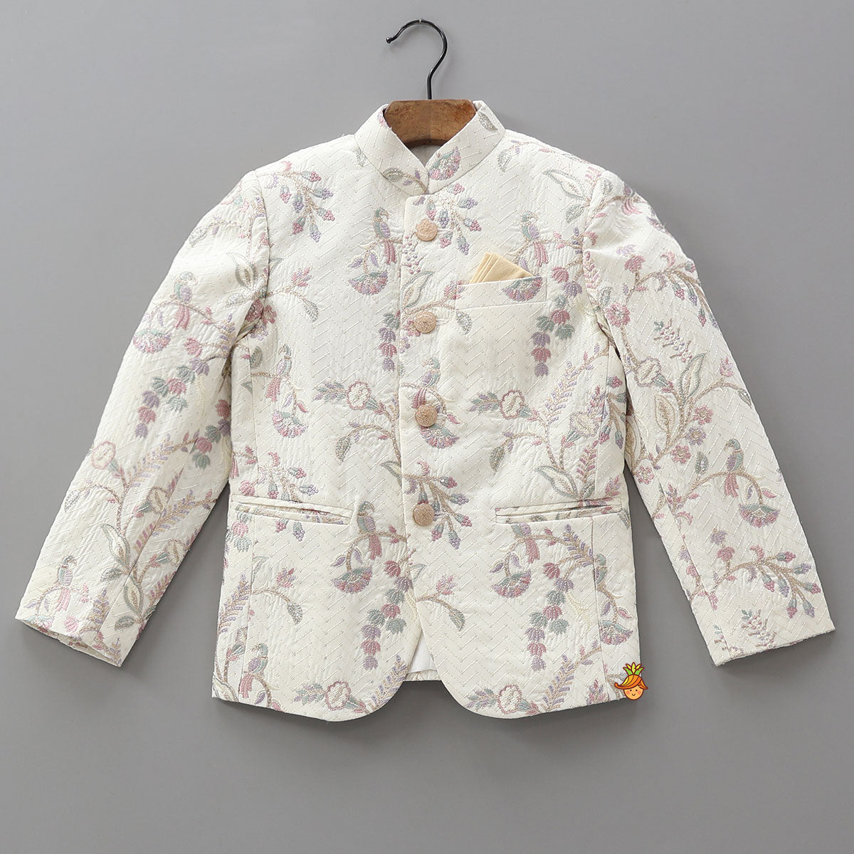 Intricately Embroidered Sherwani With Pocket Square And Pant
