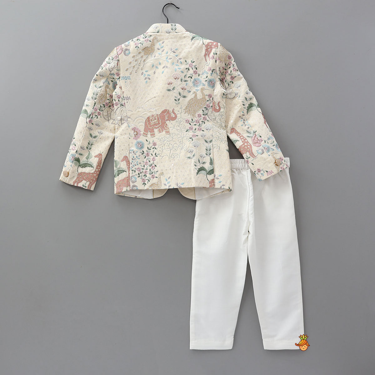 Finely Embroidered Sherwani With Pocket Square And Pant