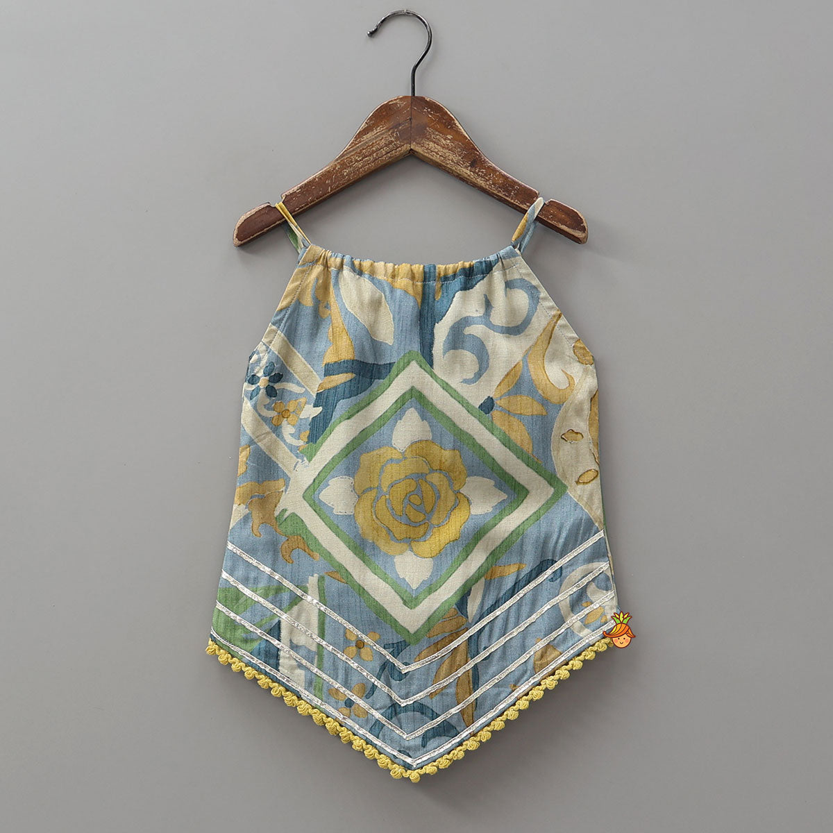 Asymmetric Printed Strappy Kurti And Lehenga