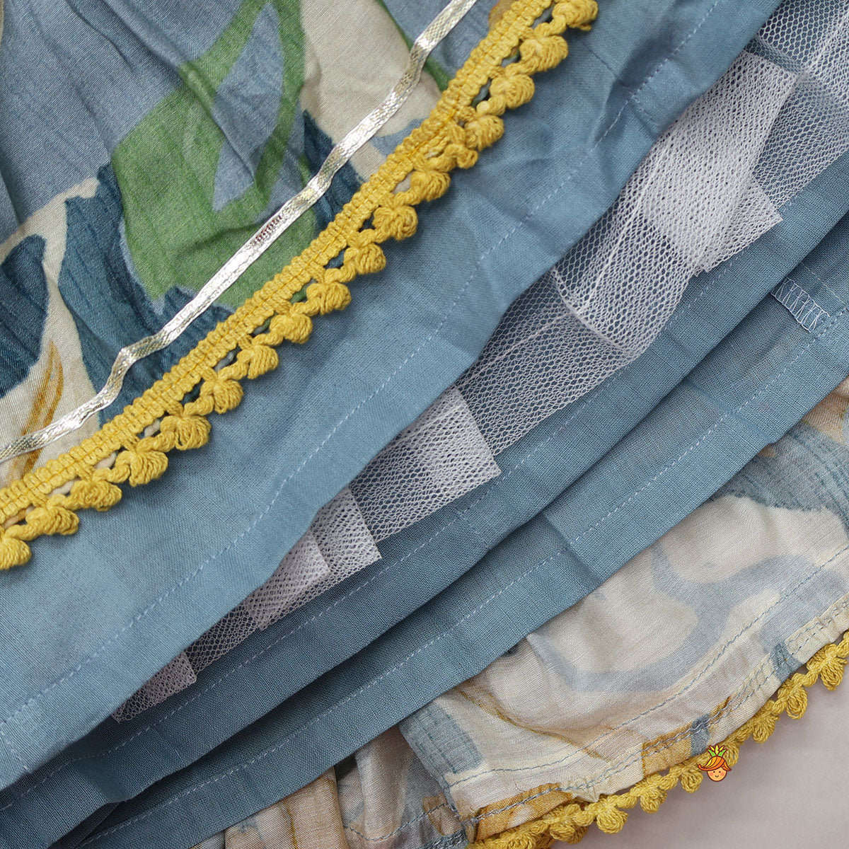 Asymmetric Printed Strappy Kurti And Lehenga