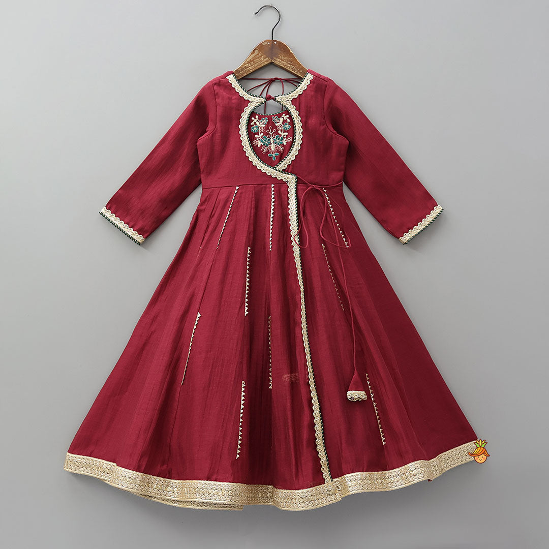 Graceful Flap Anarkali With Dupatta And Potli Bag