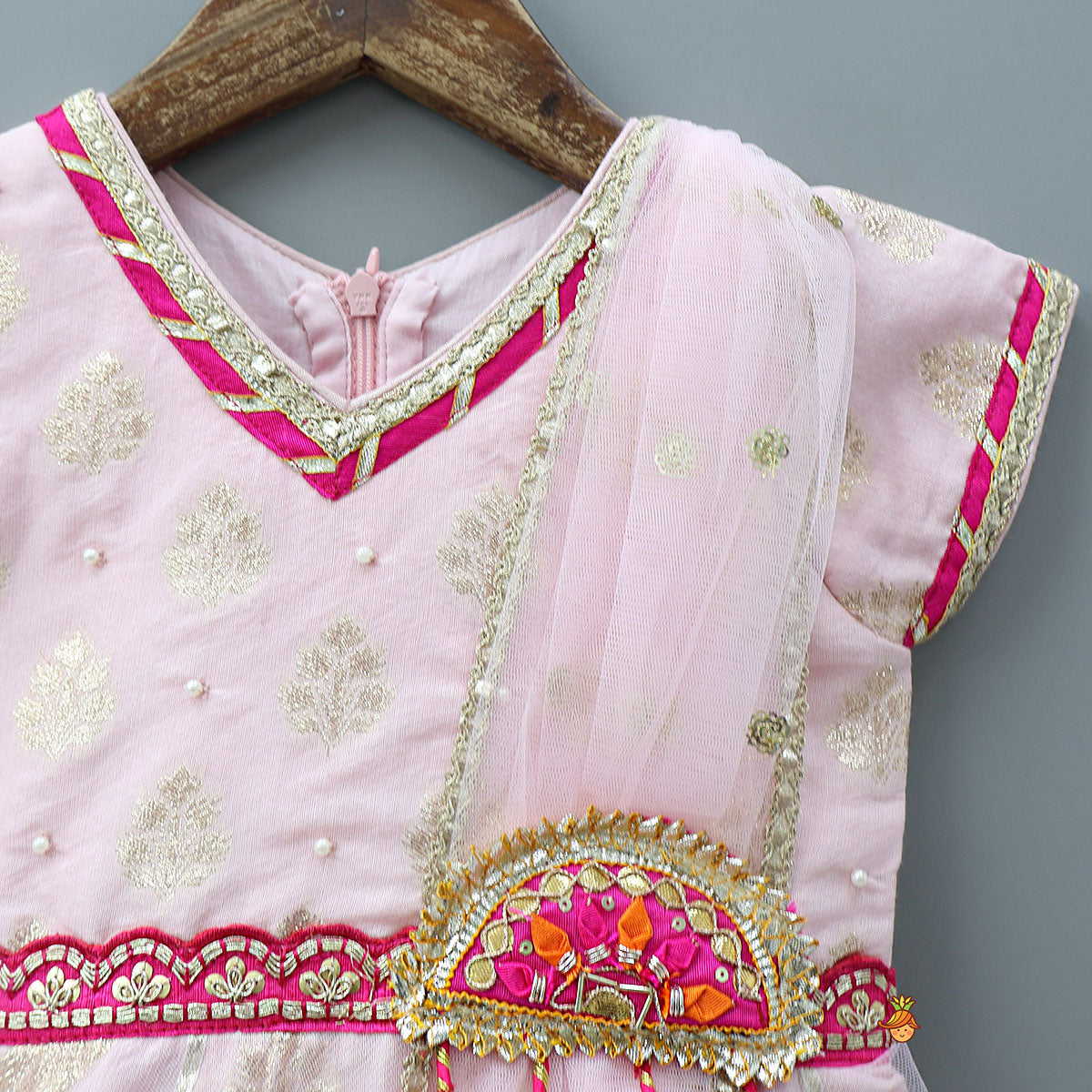 Traditional Tassel Adorned Anarkali With Attached Dupatta