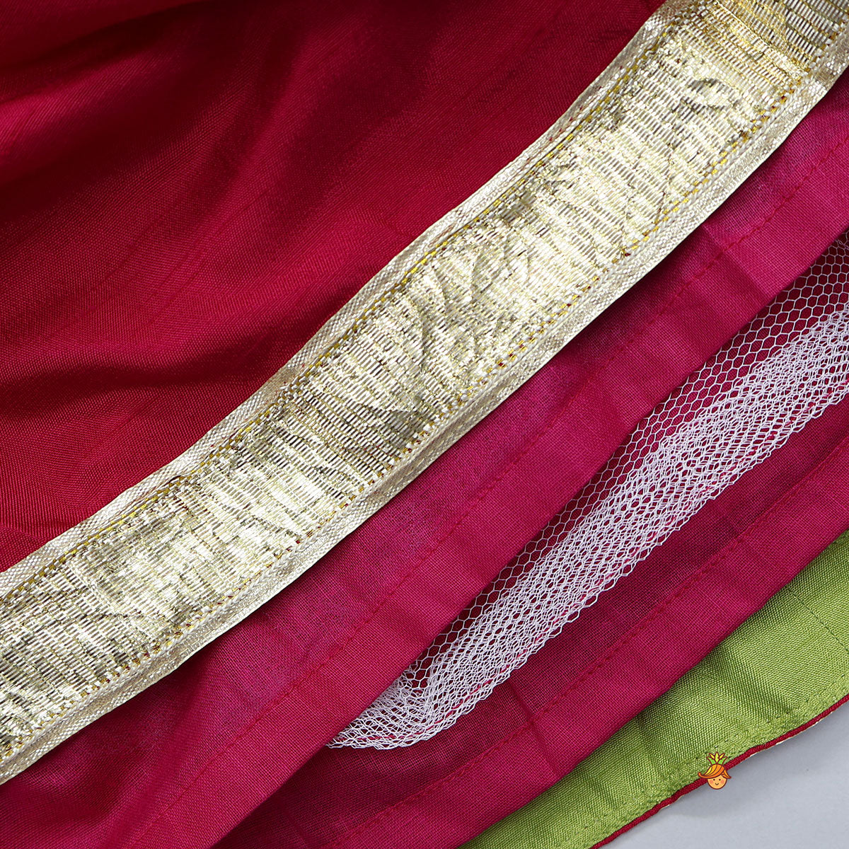 Goddess Durga Embroidered Top And Contrasting Tassel Detail Lehenga With Dupatta